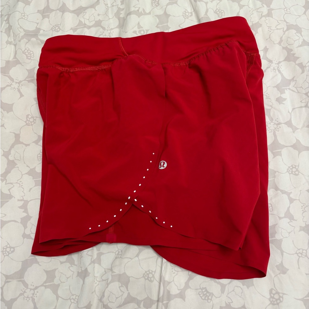 Red Lululemon Shorts size 4 flowy running shorts